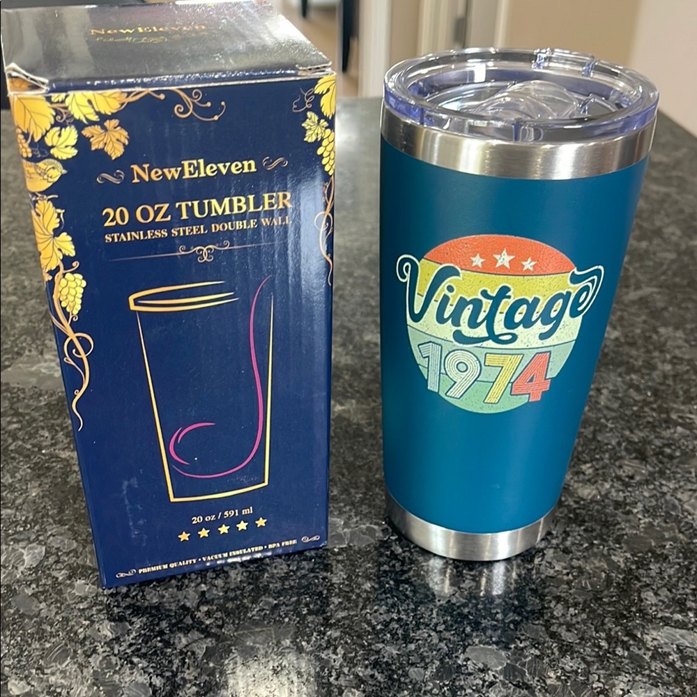 1974 birthday tumbler, new in box